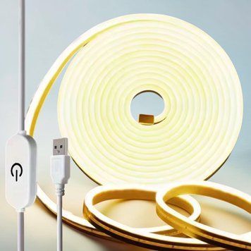 Неоновая лента USB White 5V водонепроницаемая, холодное свечение с сенсорной кнопкой, 3м 111213-3 фото