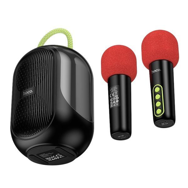 Акустика караоке колонка HOCO Cool RGB BT speaker with 2 microphones DS68 |BT6.0/TF, 5Wx2 11168-68 фото