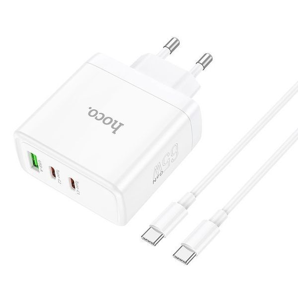Сетевое зарядное устройство Hoco N30 Glory PD65W (2Type-C/1USB) + Type-C to Type-C tru 100-N30 фото