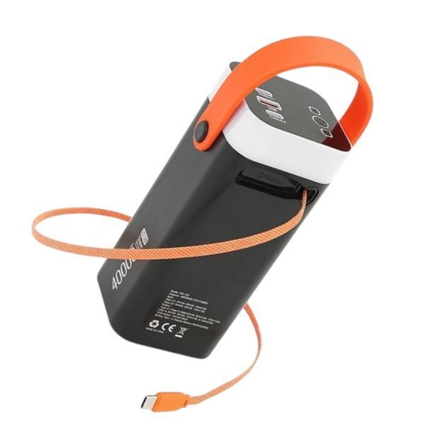 Мощный портативный Power Bank 400000 мАч ACL 22.5w PW-142 с фонариком и встроенным USB-C кабелем 11-142 фото