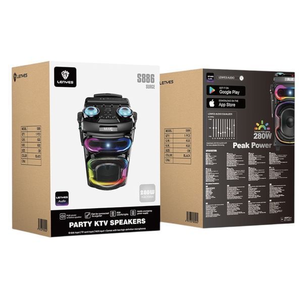 Автономна акустична система караоке колонка 280w TMG S886 (BT+2MIC+USB+TF Card+FM+TWS) 22188-886 фото