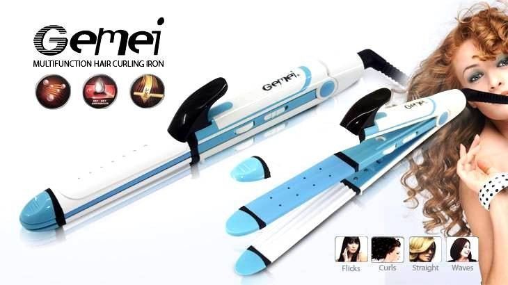 Утюжок Щипцы Гофре 3 в 1 Плойка для волос Gemei 2921 60 фото
