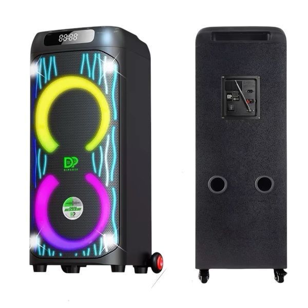 Акустична переносна Bluetooth колонка Dipaoer DP-1022 з 2 радіомікрофонами 2х10" 200 Вт FM, USB, AUX, RGB 1121-1022 фото