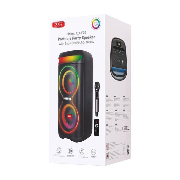 Акустика-караоке колонка XO-F70 Large Portable Party Speaker |40W, BT5.0, USB/TF, 4-10h| 2211-070 фото