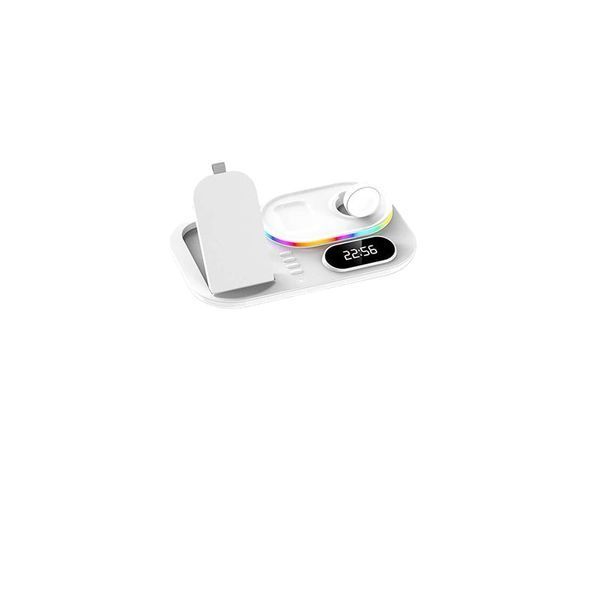 Зарядка Qi 4in1 wireless charger RGB / Clock JYD-WC124 |30W Total, Phone/Watch/Earphones 100-c124 фото