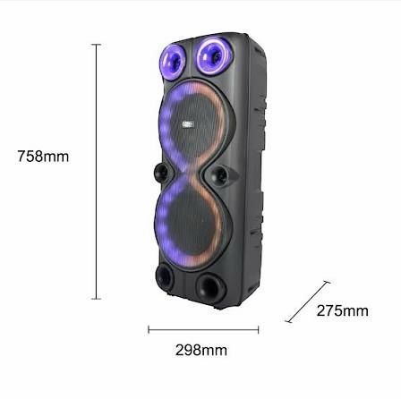 Портативная акустическая система караоке колонка Bluetooth ZQS8238 с 2 микрофонами и пультом, RGB-подсветкой 2х8 2228-8238 фото