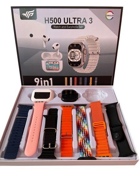 Комплект Smart watch H500 Ultra 3 набір 9in1 +7 ремінців + навушники 11100-500 фото