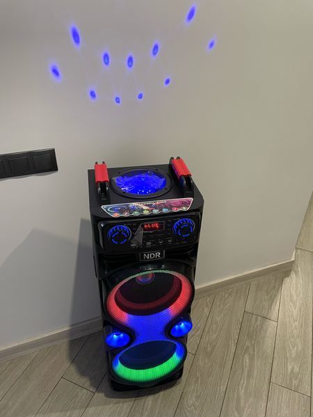 Портативна колонка велика на акумуляторі з 2 радіомікрофонами з USB/FM/Bluetooth NDR 1100 1000-1100 фото