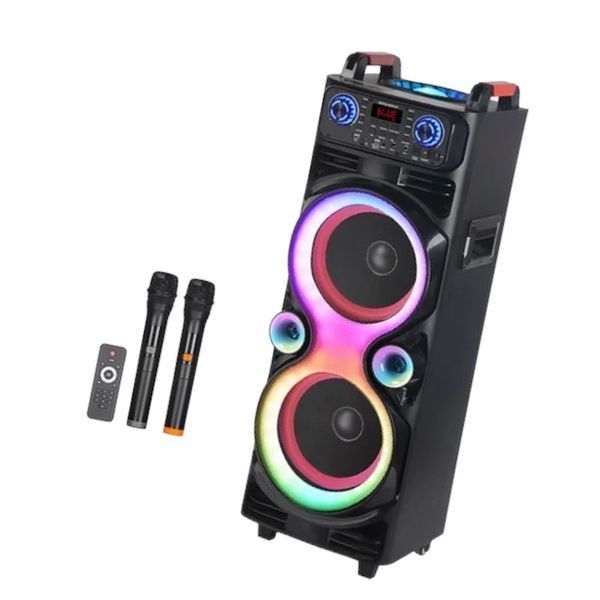 Портативна колонка велика на акумуляторі з 2 радіомікрофонами з USB/FM/Bluetooth NDR 1100 1000-1100 фото
