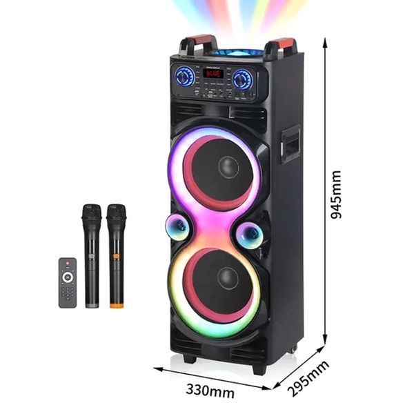 Портативна колонка велика на акумуляторі з 2 радіомікрофонами з USB/FM/Bluetooth NDR 1100 1000-1100 фото