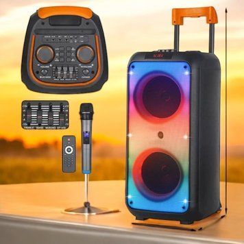Портативная Bluetooth колонка ZXX 1095A 8' 200W с подсветкой и пультом 100-1096 фото
