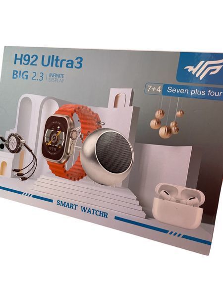 Комплект Smart watch H92 Ultra 3 набор (7+4) 7 ремешков + наушники та колонка 11100-92 фото