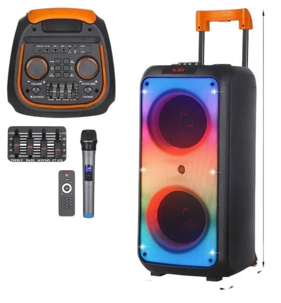 Портативна Bluetooth колонка ZXX 1095A 8' 200W з підсвічуванням і пультом 100-1096 фото