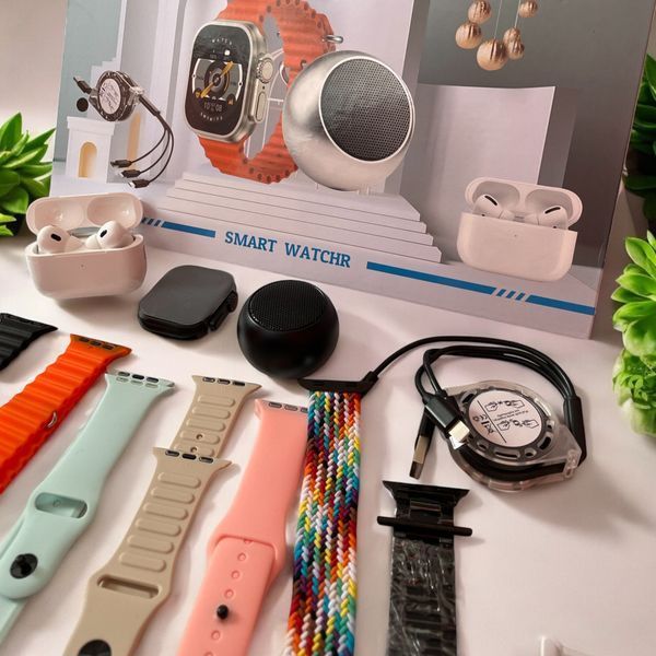 Комплект Smart watch H92 Ultra 3 набор (7+4) 7 ремешков + наушники та колонка 11100-92 фото
