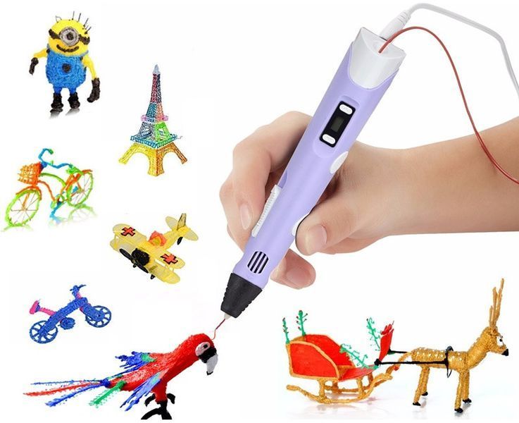 3D-ручка с трафаретами LCD 3D Pen с пластиком 10 метров 3D фото