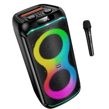 Портативная акустическая система караоке колонка&nbsp;HOCO Sound outdoor RGB BT speaker with single microphone DS73 | BT5.0, FM/USB/AUX/TF, 40W 011173-73 фото