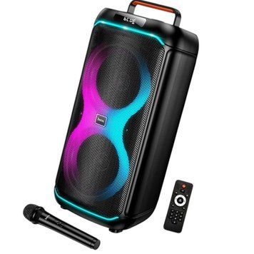 Портативная акустическая система караоке колонка&nbsp;HOCO RGB BT speaker with single microphone DS74 | BT5.0, FM/USB/AUX/TF, 40W 232274-74 фото