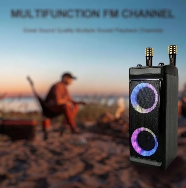 Портативна Bluetooth колонка караоке ZQS4290 з 2 мікрофонами та пультом, RGB-підсвічування 25 Вт 2х4 1112-4290 фото