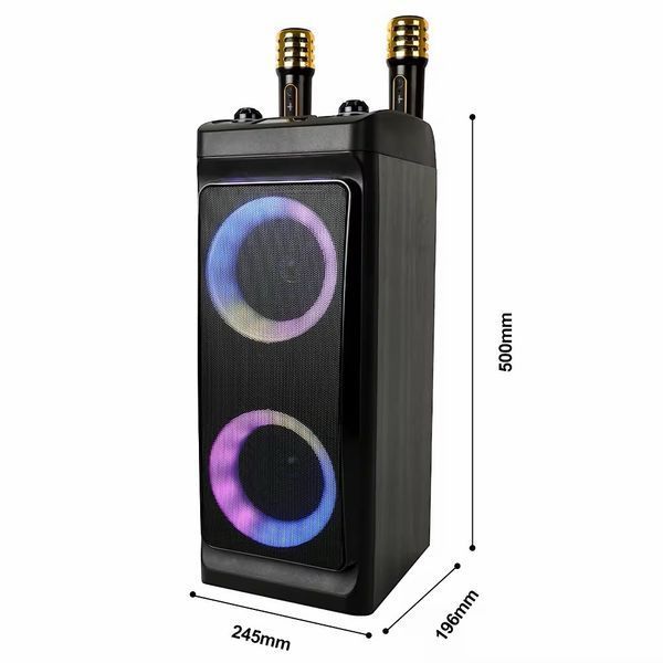 Портативна Bluetooth колонка караоке ZQS4290 з 2 мікрофонами та пультом, RGB-підсвічування 25 Вт 2х4 1112-4290 фото