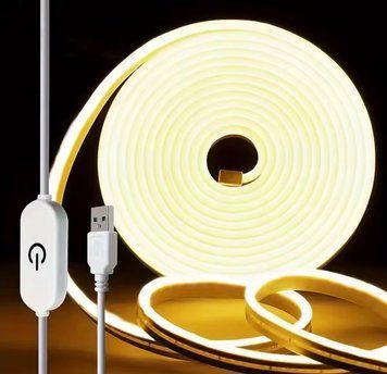 Неоновая лента USB White 5V водонепроницаемая, холодное свечение с сенсорной кнопкой, 5м 1115-5 фото