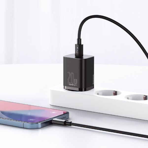 Мережевий зарядний пристрій Baseus Super Si 1C з кабелем USB Type C &mdash; Lightning 20 Вт 100-C20W фото