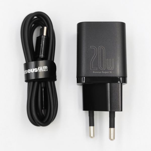 Мережевий зарядний пристрій Baseus Super Si 1C з кабелем USB Type C &mdash; Lightning 20 Вт 100-C20W фото