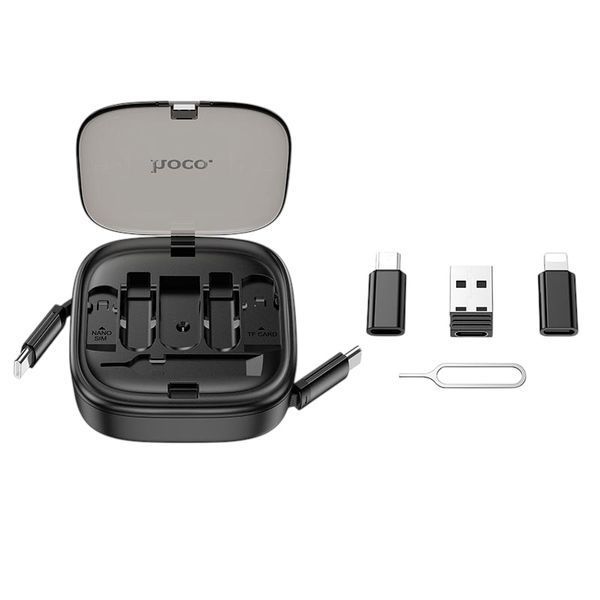 Універсальний зарядний кабель 60 w Type-C з перехідниками Micro-USB, Lightning, USB-A, скріпкою та кейсом HOCO U140 1121-140 фото