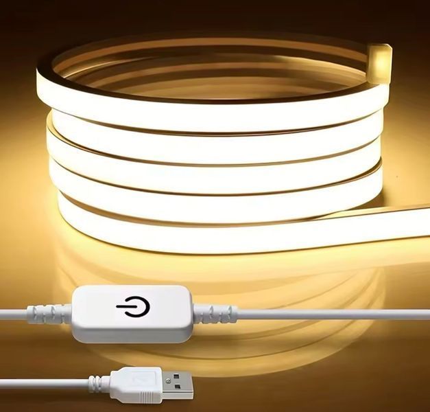 Неоновая лента USB White 5V водонепроницаемая, холодное свечение с сенсорной кнопкой, 5м 1115-5 фото