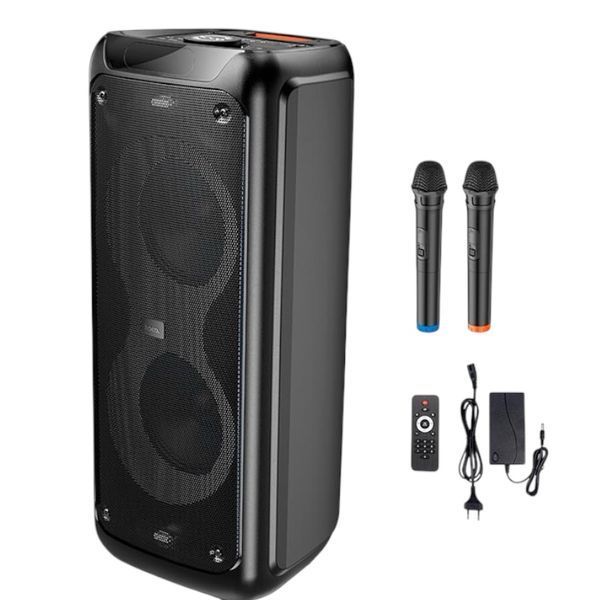 Акустична система караоке колонка HOCO Heritage dual 10-inch RGB light BT speaker DS58 |BT5.0, TWS, TF/USB/AUX, 40Wx2 (120W Max) 1211158-58 фото