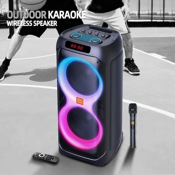 Портативна акустична система Bluetooth колонка караоке ZQS8280 з мікрофоном, пультом та RGB-підсвічуванням 60 Вт 2х8 1112180-8280 фото