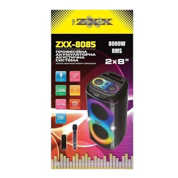 Акустична переносна система караоке колонка з мікрофоном ZXX-8085 80 Вт 2x8"&nbsp; 111218-8085 фото