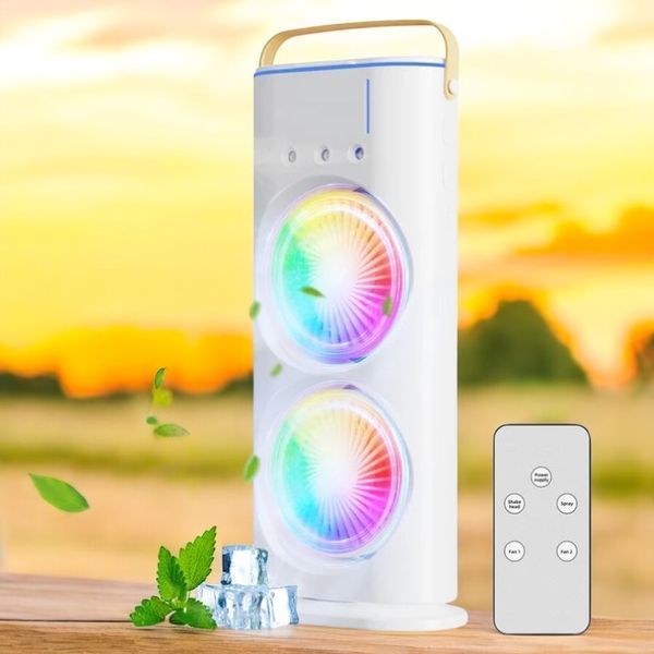 Настольный вентилятор с увлажнителем и подсветкой + пульт, с USB / Аккумуляторный вентилятор  11115-8420 фото
