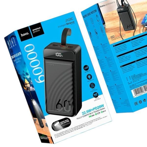 Павербанк зі швидкою зарядкою Hoco J123C Powerbank 60000 mAh 22.5W 111-123 фото