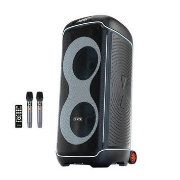 Акустична переносна караоке колонка з 2 мікрофонами ZXX-8830 80 Вт 2x10"&nbsp; 111218-8830 фото