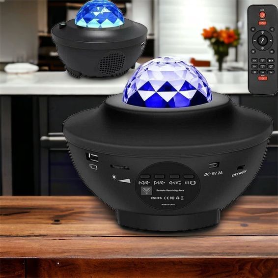 Лампа нічник блютуз проєктор Зоряне небо сфера Starry Light, з пультом bluetooth колонка 100-С35 фото