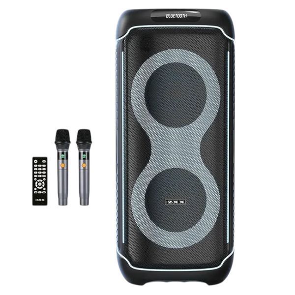 Акустична переносна караоке колонка з 2 мікрофонами ZXX-8830 80 Вт 2x10"&nbsp; 111218-8830 фото