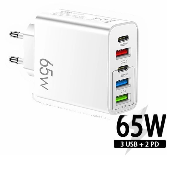 Мережевий зарядний пристрій для швидкої зарядки 5 port 65W 10111-65 фото
