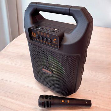 Портативна&nbsp;підлогова колонка KIMISO QS-3607 з дротовим мікрофоном і підсвіткою 100-3607 фото