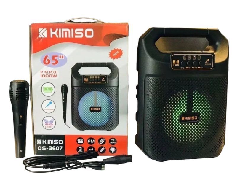 Портативна&nbsp;підлогова колонка KIMISO QS-3607 з дротовим мікрофоном і підсвіткою 100-3607 фото