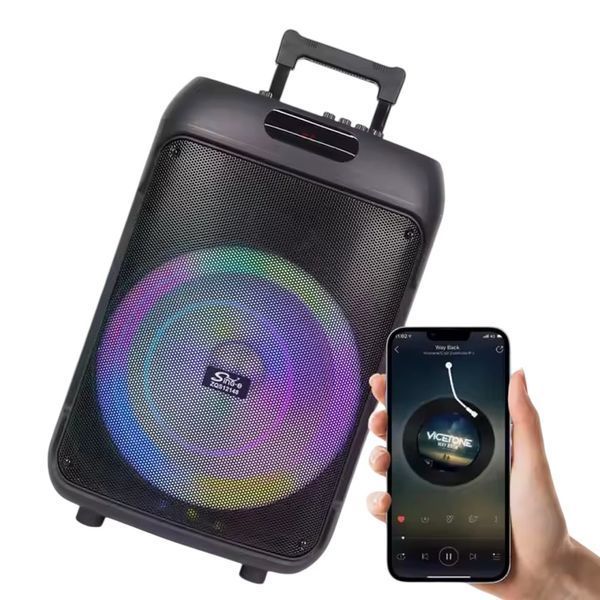 Портативна акустична система караоке колонка з RGB-підсвічуванням і двома мікрофонами ZQS12148 50W 111112-148 фото