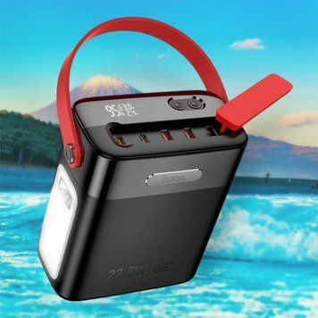 Павербанк Hoco Title J143 80000 mAh 22.5W, быстрая зарядка QC/PD/ &nbsp;Power bank 3USB/2Type-C, фонарик&nbsp; 1211-143 фото