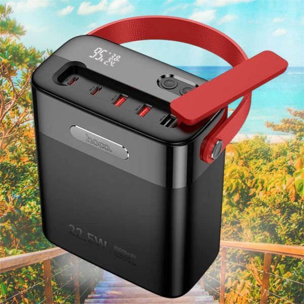 Павербанк Hoco Title J143 80000 mAh 22.5W, быстрая зарядка QC/PD/ &nbsp;Power bank 3USB/2Type-C, фонарик&nbsp; 1211-143 фото