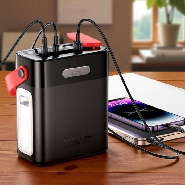 Павербанк Hoco Title J143 80000 mAh 22.5W, быстрая зарядка QC/PD/ &nbsp;Power bank 3USB/2Type-C, фонарик&nbsp; 1211-143 фото