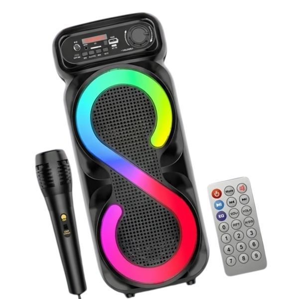 Портативна Bluetooth колонка караоке з мікрофоном, пультом ДК і RGB-підсвічуванням ZQS-4270M 16W 111742-4270 фото