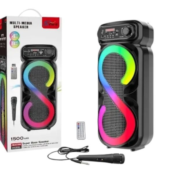 Портативна Bluetooth колонка караоке з мікрофоном, пультом ДК і RGB-підсвічуванням ZQS-4270M 16W 111742-4270 фото
