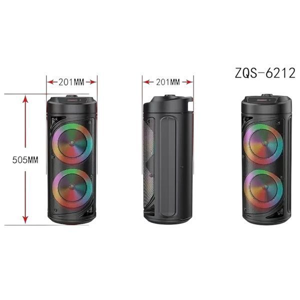Акустична караоке колонка з RGB-підсвічуванням і провідним мікрофоном ZQS6212 20W, 3000mAh 12112-6212 фото