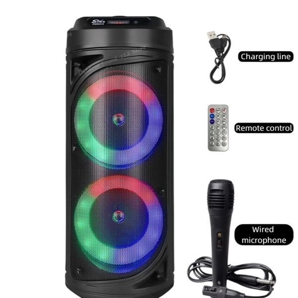 Акустична караоке колонка з RGB-підсвічуванням і провідним мікрофоном ZQS6212 20W, 3000mAh 12112-6212 фото