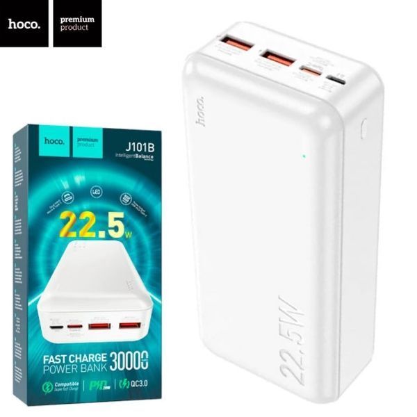 Повербанк hoco J101B 30000 mAh с быстрой зарядкой внешний аккумулятор 22.5W Power bank 100-J101B фото