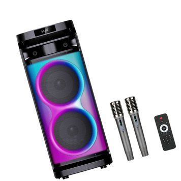 Переносна акустична караоке система 160Вт з Bluetooth, RGB та 2 мікрофонами, GD-2858 1115-2858 фото