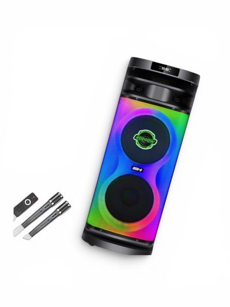 Переносна акустична караоке система 160Вт з Bluetooth, RGB та 2 мікрофонами, GD-2858 1115-2858 фото